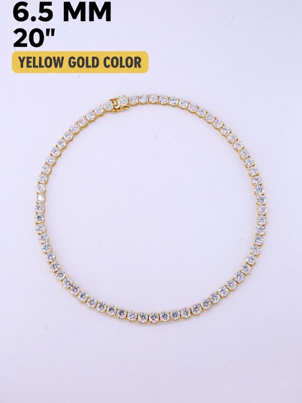 LEKANI 6.5mm Moissanite Tennis Necklace S925 Gold 20 in